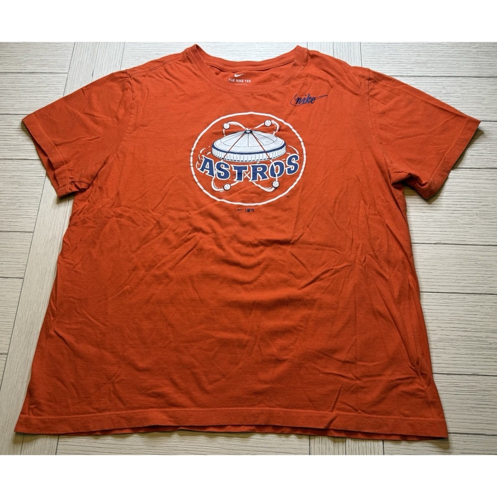 Nike Houston Astros Astrodome SS T Shirt Adult Sz Lg‎ Orange Baseball Retro MLB